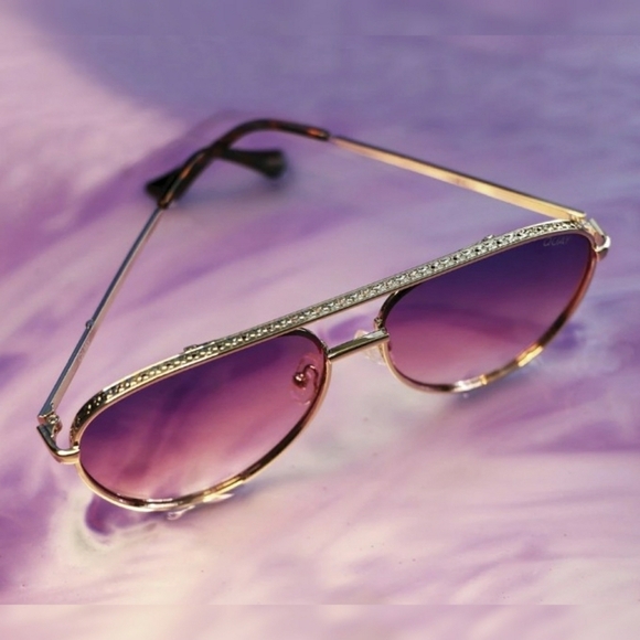 Quay Australia Accessories - QUAY // ltd ed lizzo collab purple lens gold embossed metal frame aviators